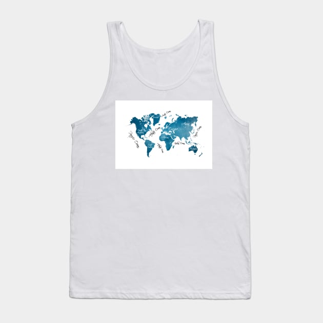 world map blue #map #worldmap Tank Top by JBJart